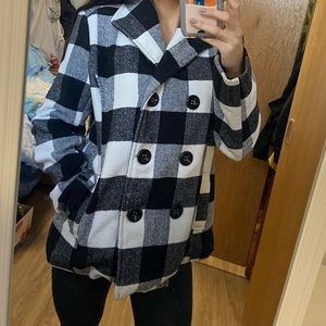 Rampage Women’s Black and White Peacoat